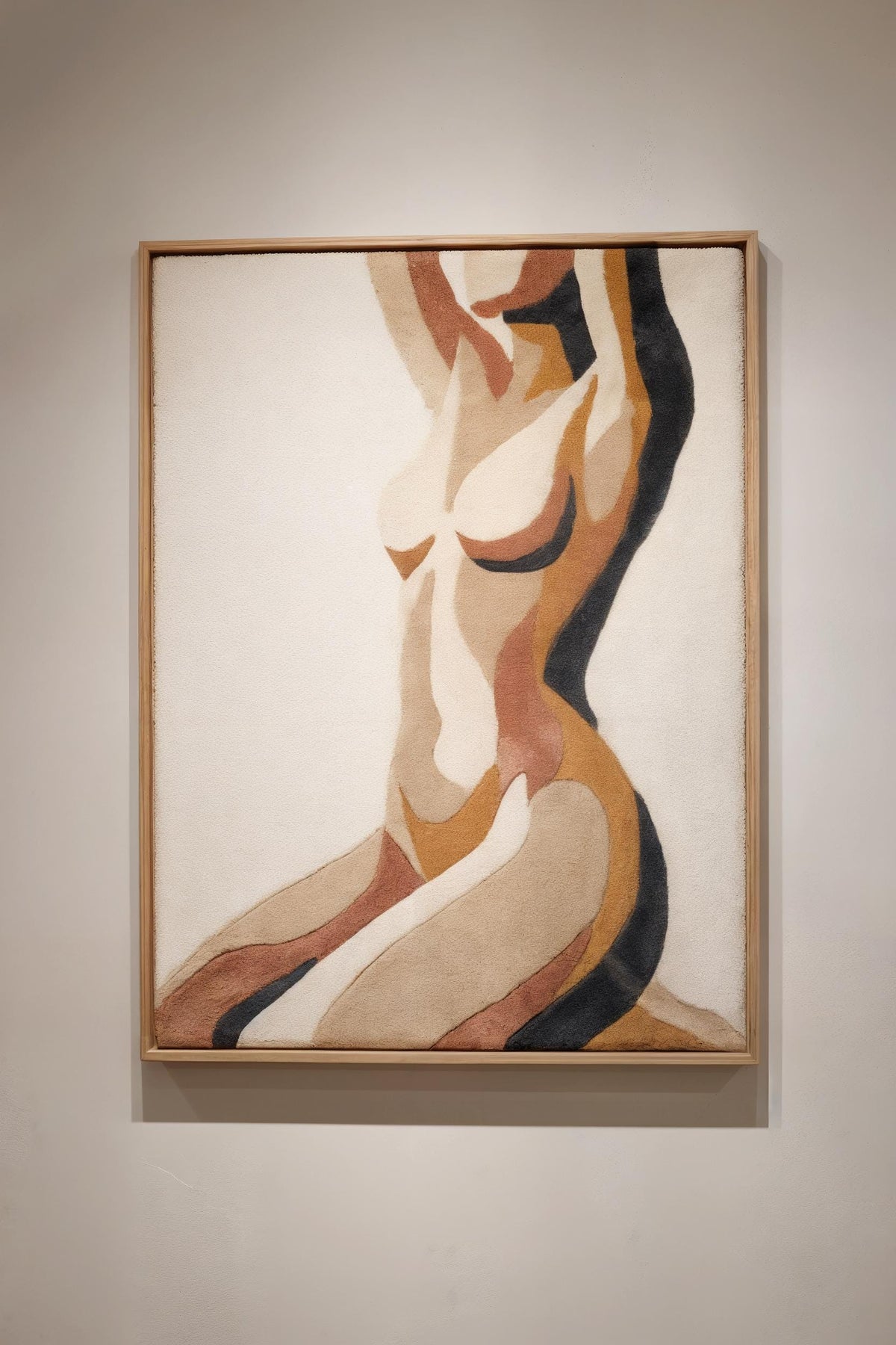 Hand Tufted Wool Wall Art | Abstract Feminine Form | Modern Framed Textile Artwork