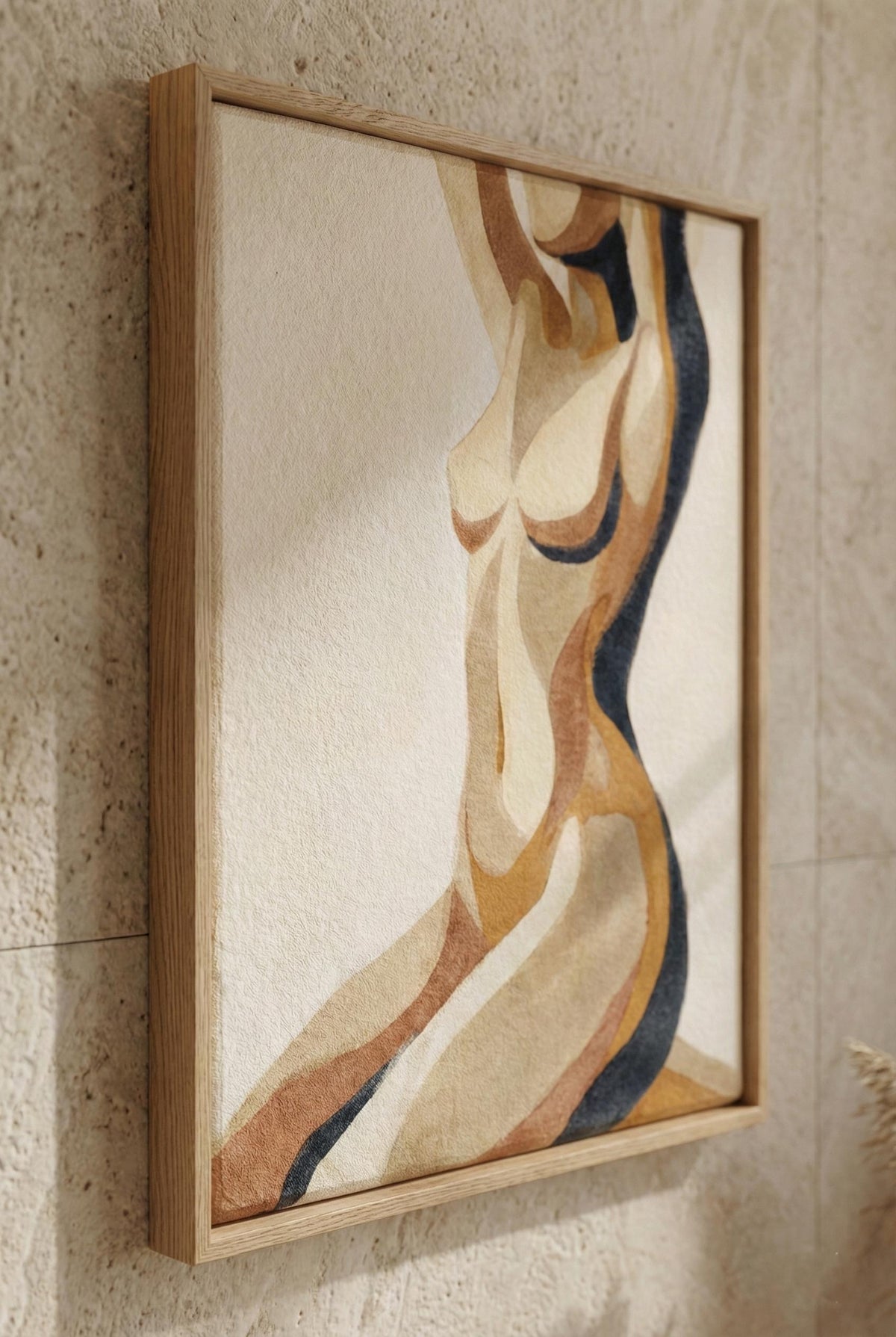 Hand Tufted Wool Wall Art | Abstract Feminine Form | Modern Framed Textile Artwork